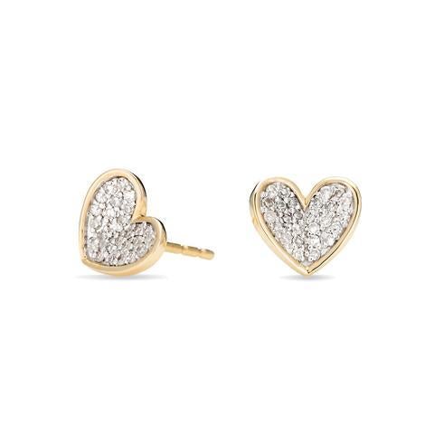 Tiny Pavé Folded Heart Posts - BH&Co