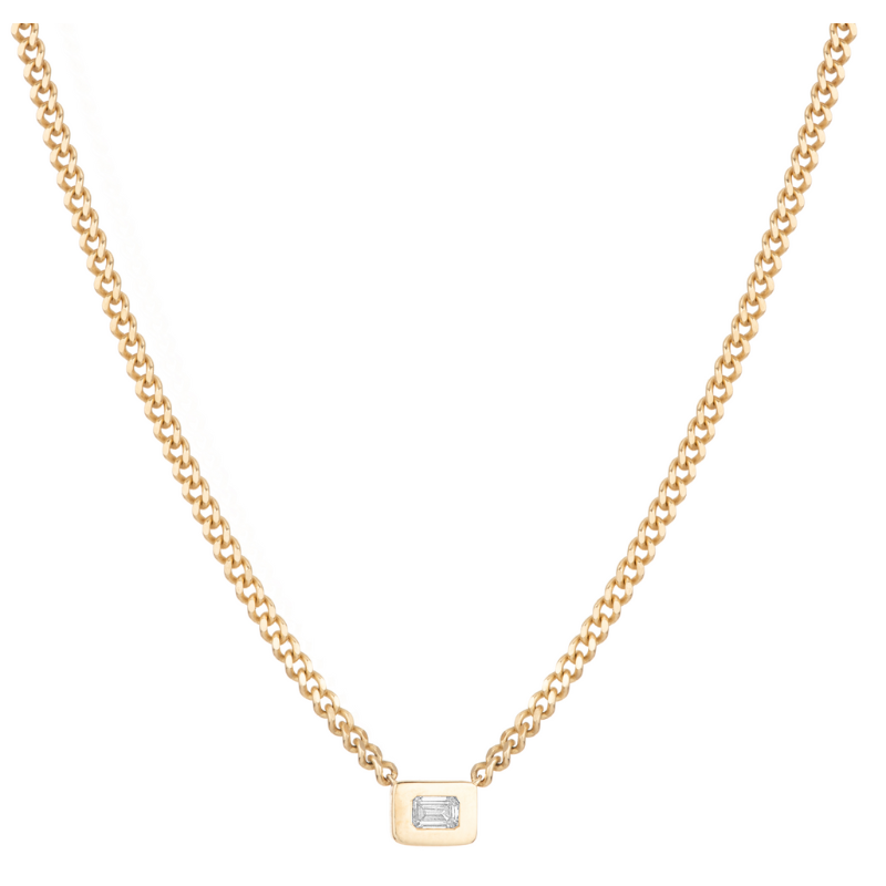 Baguette Bezel Set Lab Grown Diamond Necklace - Becket Hitch
