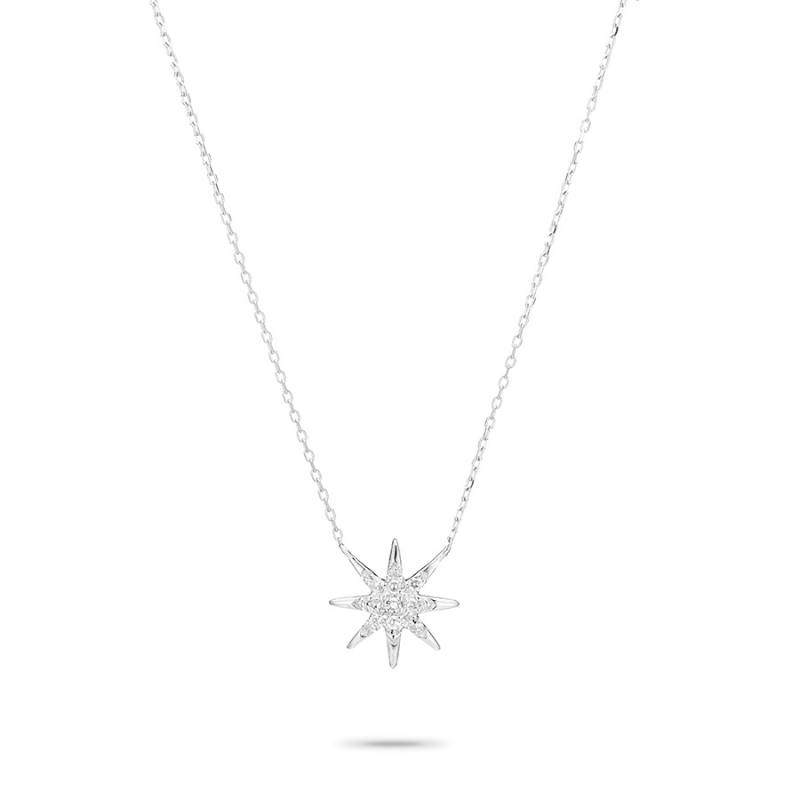 Solid Pave Starburst Necklace in Sterling Silver - BHC&CO