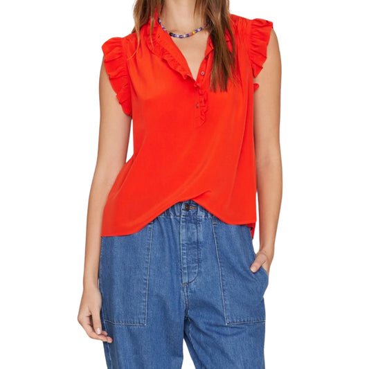 Silk Brenna Top in Flame Scarlet
