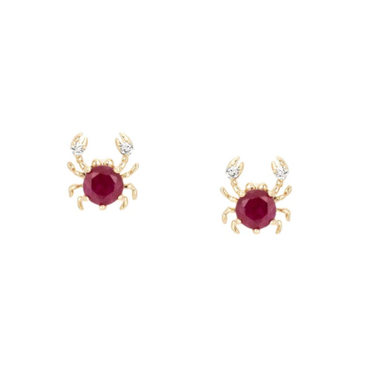 Tiny Ruby and Diamond Crab Posts  - BH&Co. 
