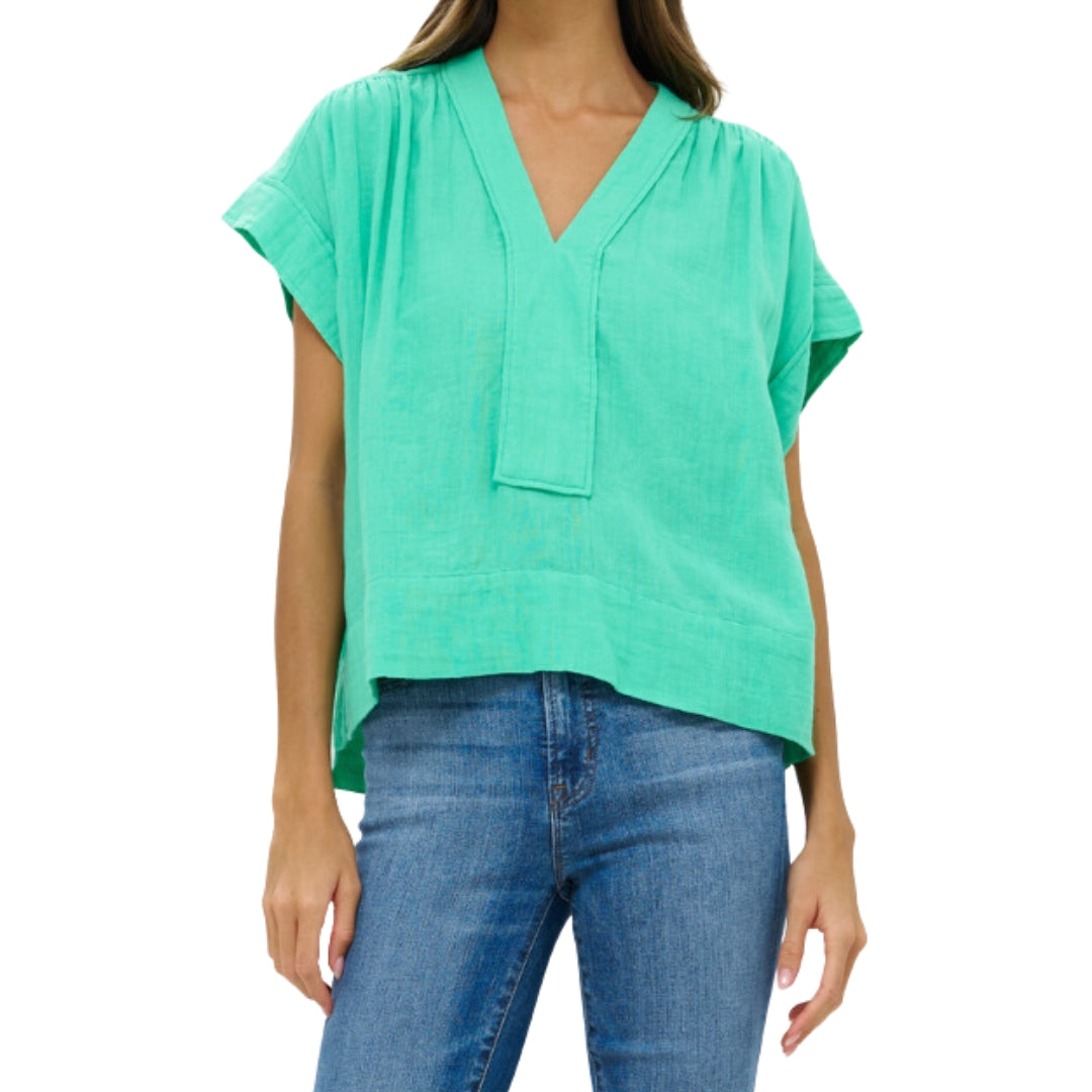 Roll Sleeve Top in Bahama Green - BH&Co